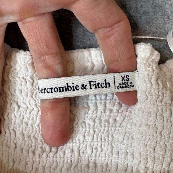 Abercrombie Fitch White Linen Blend Smocked‎ Sundress Tie Straps Mini Dress XS - Picture 5 of 11